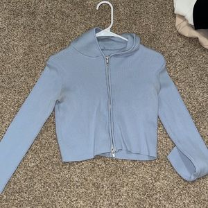 cropped ribbed zip up from brandy